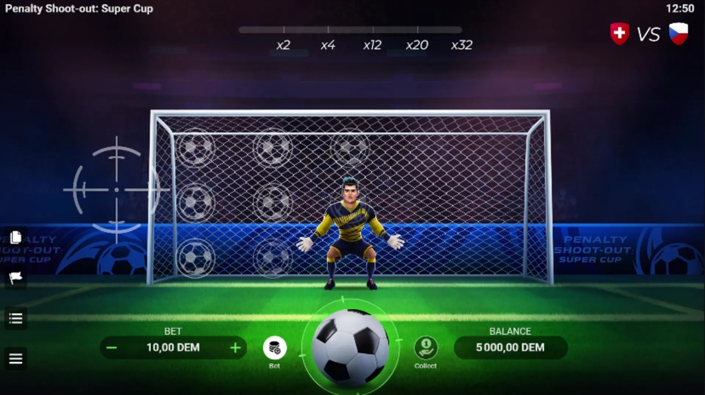 Zrzut ekranu z gry komputerowej Penalty Shoot-out Super Cup